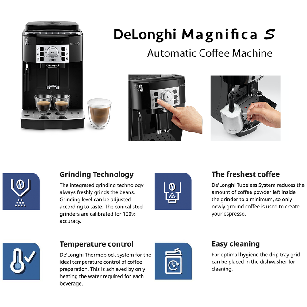 DeLonghi Magnifica S ECAM 21.117.B Bean to Cup Coffee Machine